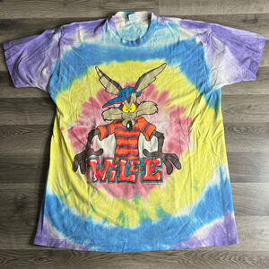 VTG Wile E. Coyote T Shirt Mens XL Tie Dye 1995 Warner Brothers Looney Tunes USA